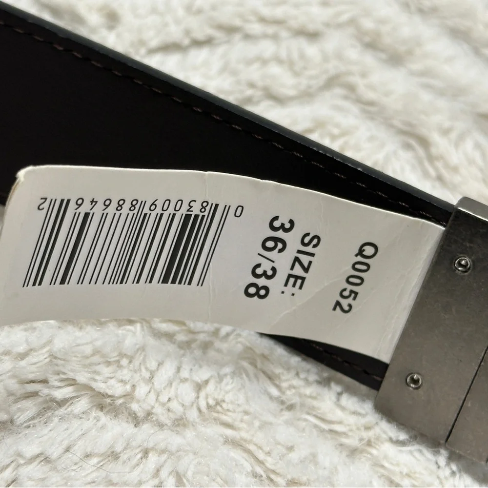 BEVERLY HILLS POLO CLUB  BLACK / BROWN REVERSIBLE BONDED LEATHER BELT 36/38 NWT